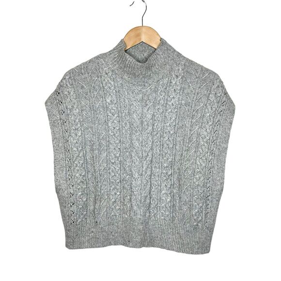 Rachel Zoe Sleeveless Cable Knit Cropped Sweater Gray Womens Small Preppy - Picture 1 of 7